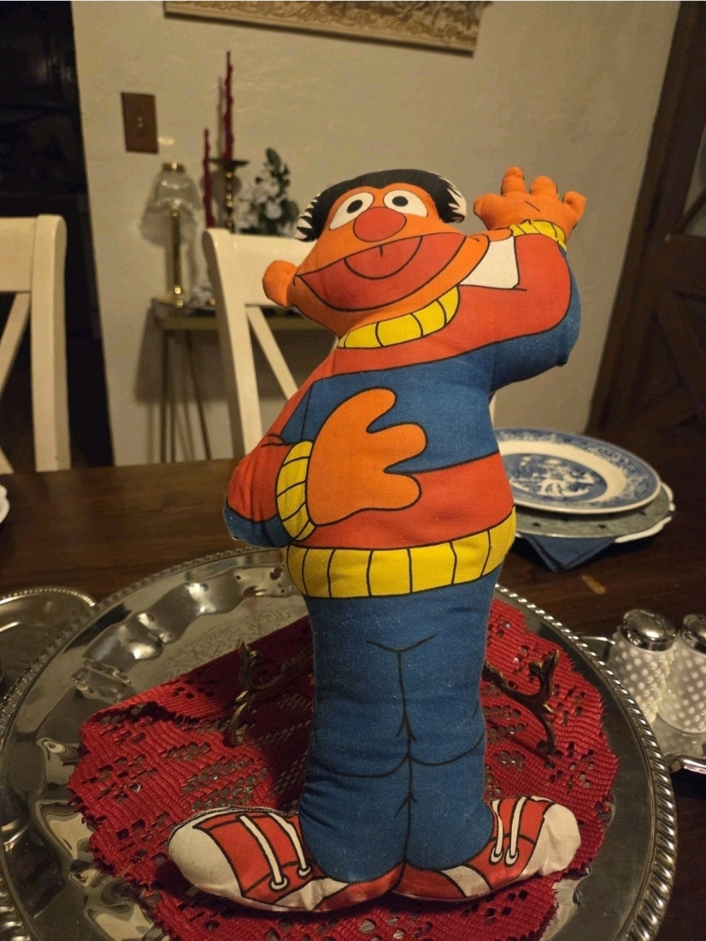Sesame Street Ernie plush doll  1980s. Vintage Handmade